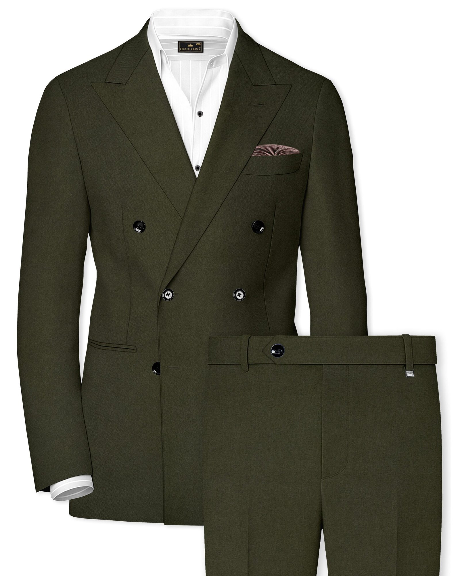 Verdaro-Zeus Green Solid Premium Cotton Double Breasted Suit