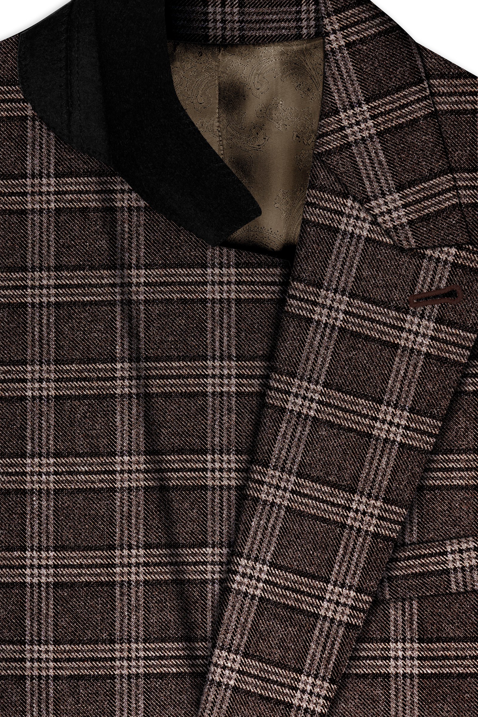 Eclenzo-Eclipse Brown Plaid Tweed Double Breasted Suit:圖片 5