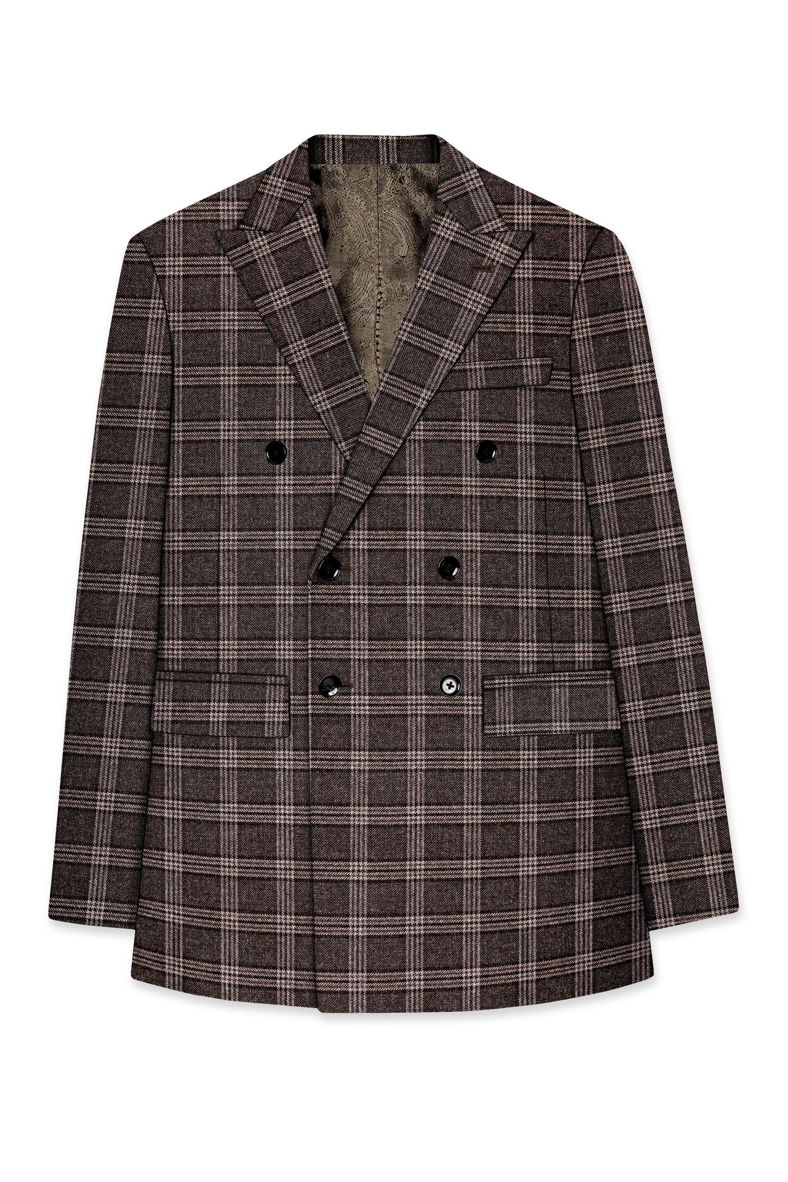 Eclenzo-Eclipse Brown Plaid Tweed Double Breasted Suit:圖片 8