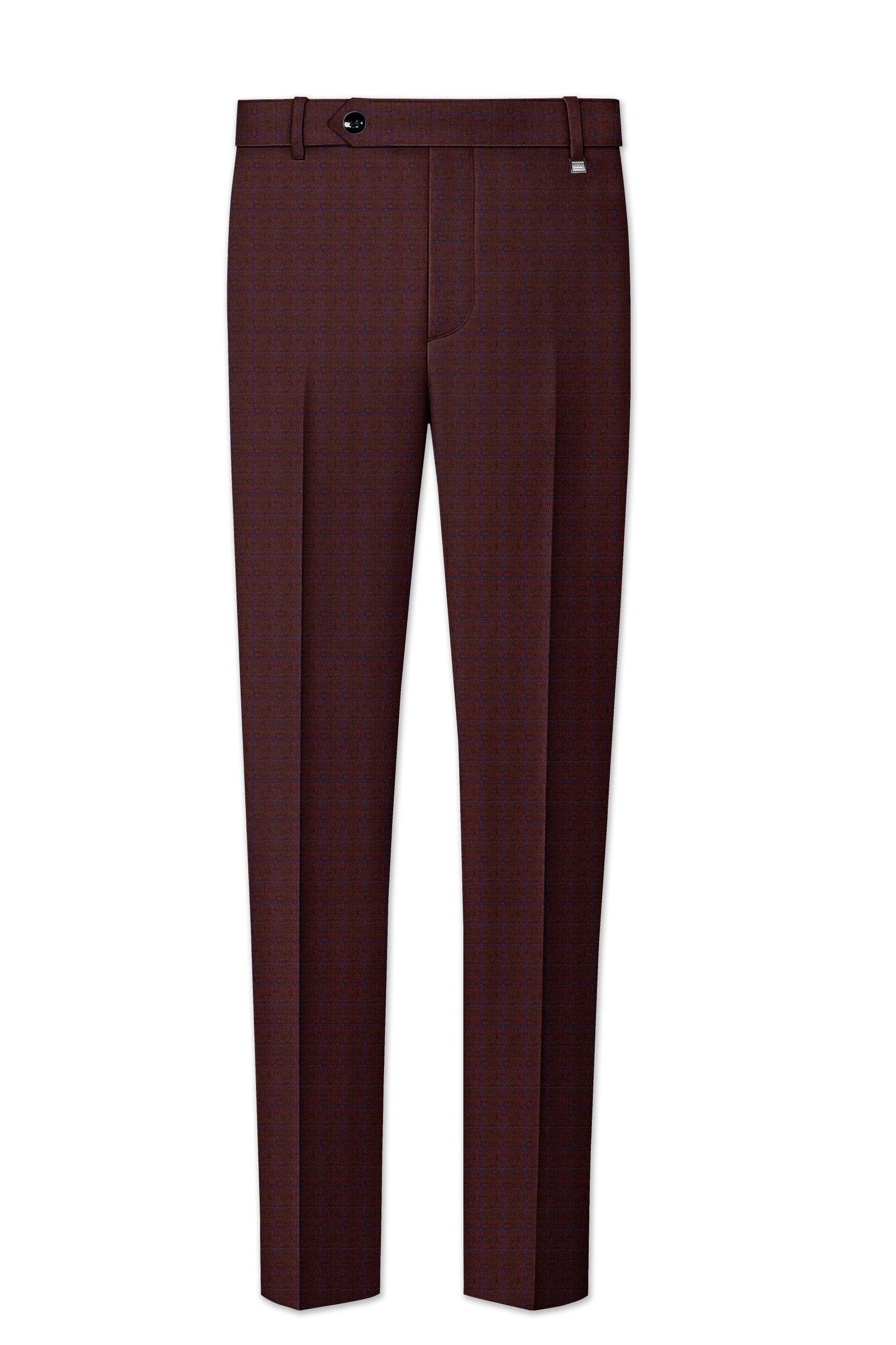 Wolvoro-Eclipse Brown Plaid Wool Rich Double Breasted Suit:圖片 13