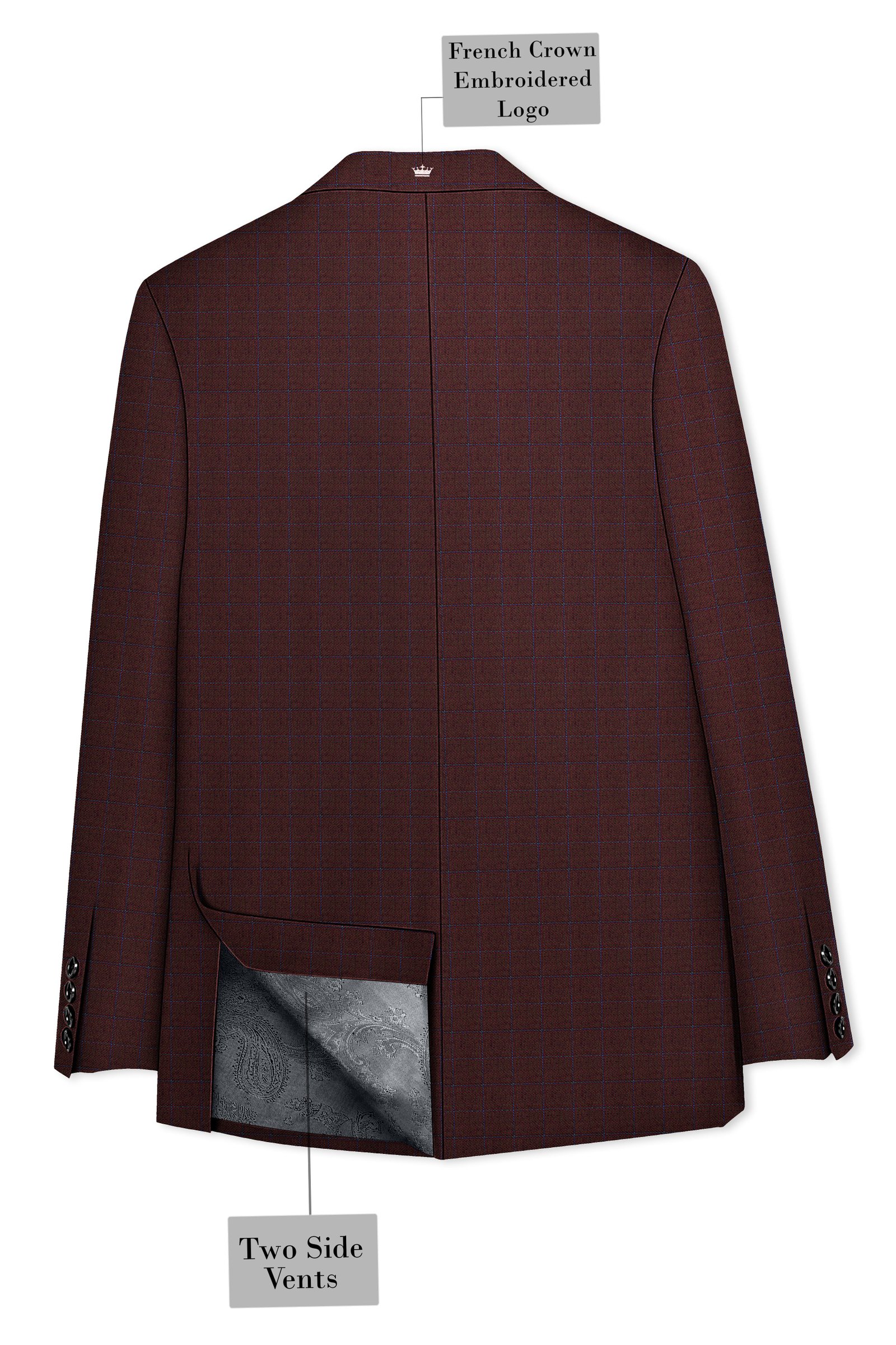 Wolvoro-Eclipse Brown Plaid Wool Rich Double Breasted Suit:圖片 9