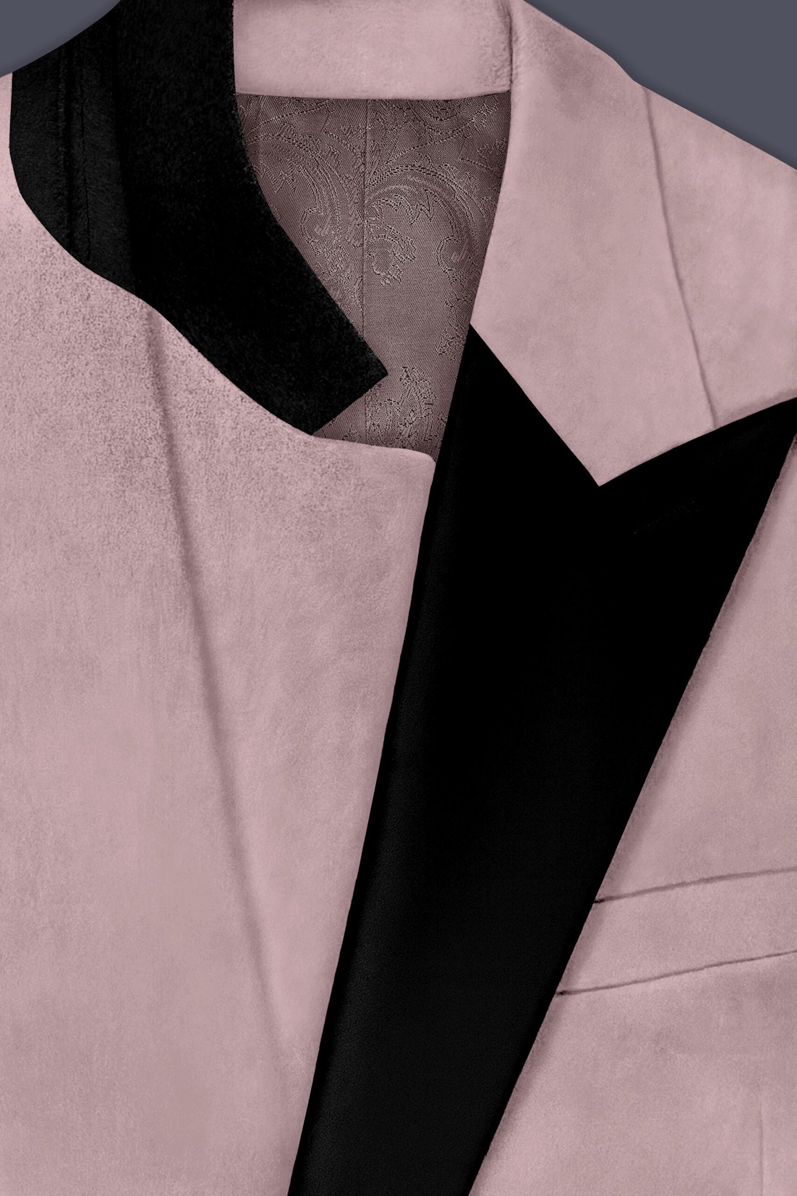 Rosvoro-Calming Pink Velvet Peak Lapel Tuxedo Suit:圖片 5