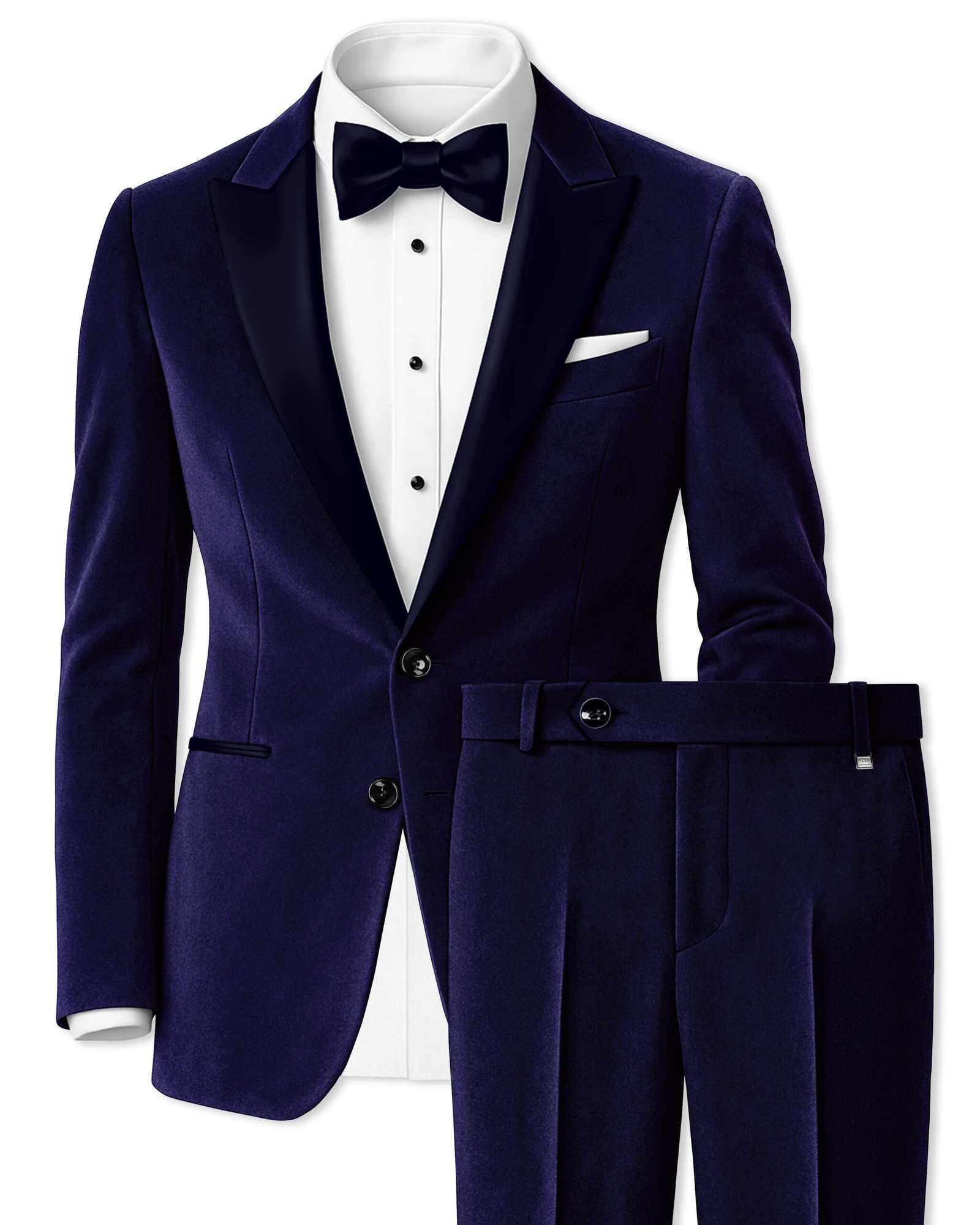 Azurion-Royal Blue With Blue Lepal Velvet Peak Lapel Tuxedo Suit