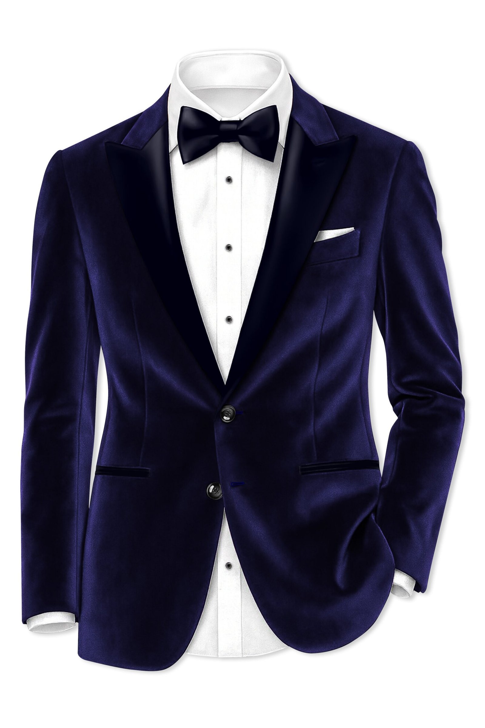 Azurion-Royal Blue With Blue Lepal Velvet Peak Lapel Tuxedo Suit:圖片 10
