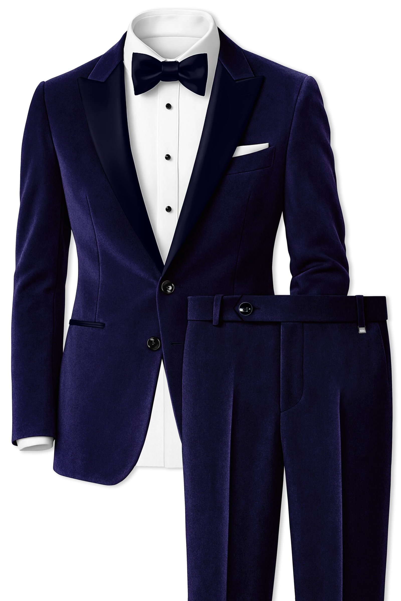 Azurion-Royal Blue With Blue Lepal Velvet Peak Lapel Tuxedo Suit:圖片 2