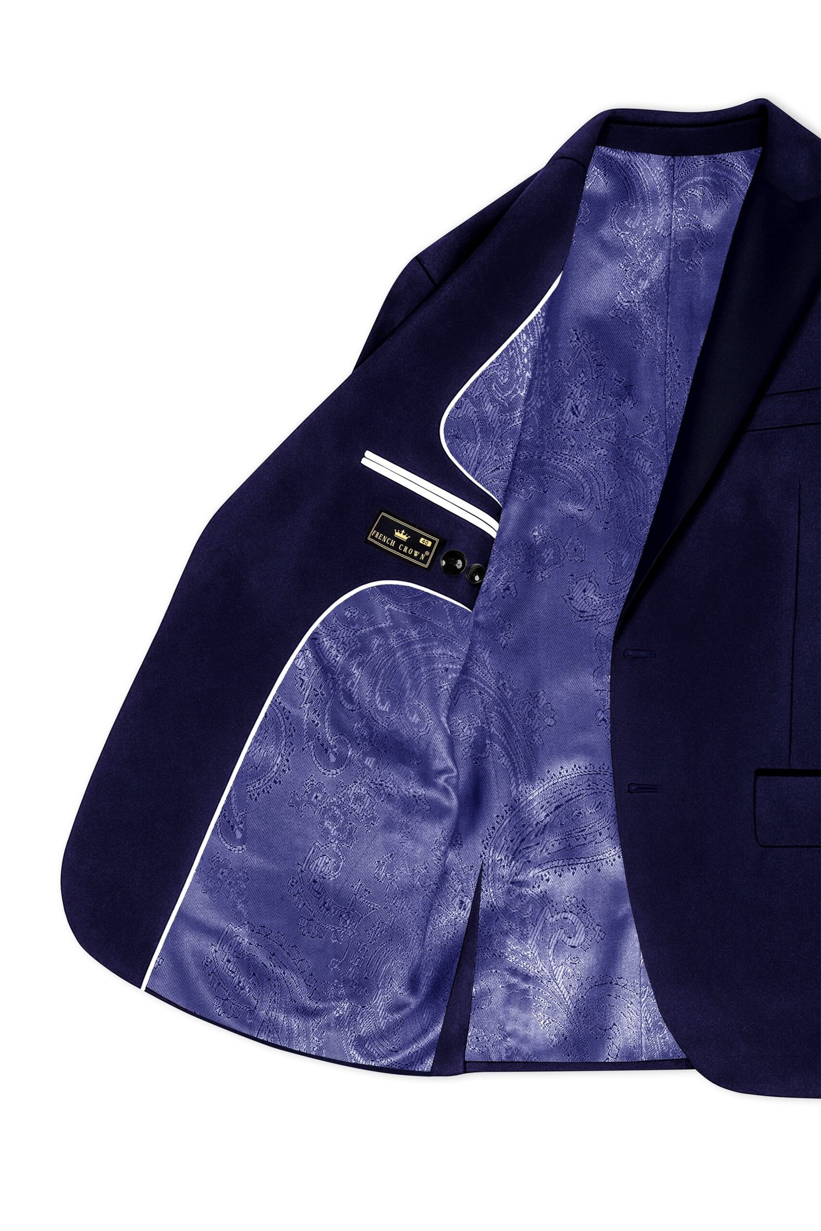Azurion-Royal Blue With Blue Lepal Velvet Peak Lapel Tuxedo Suit:圖片 6