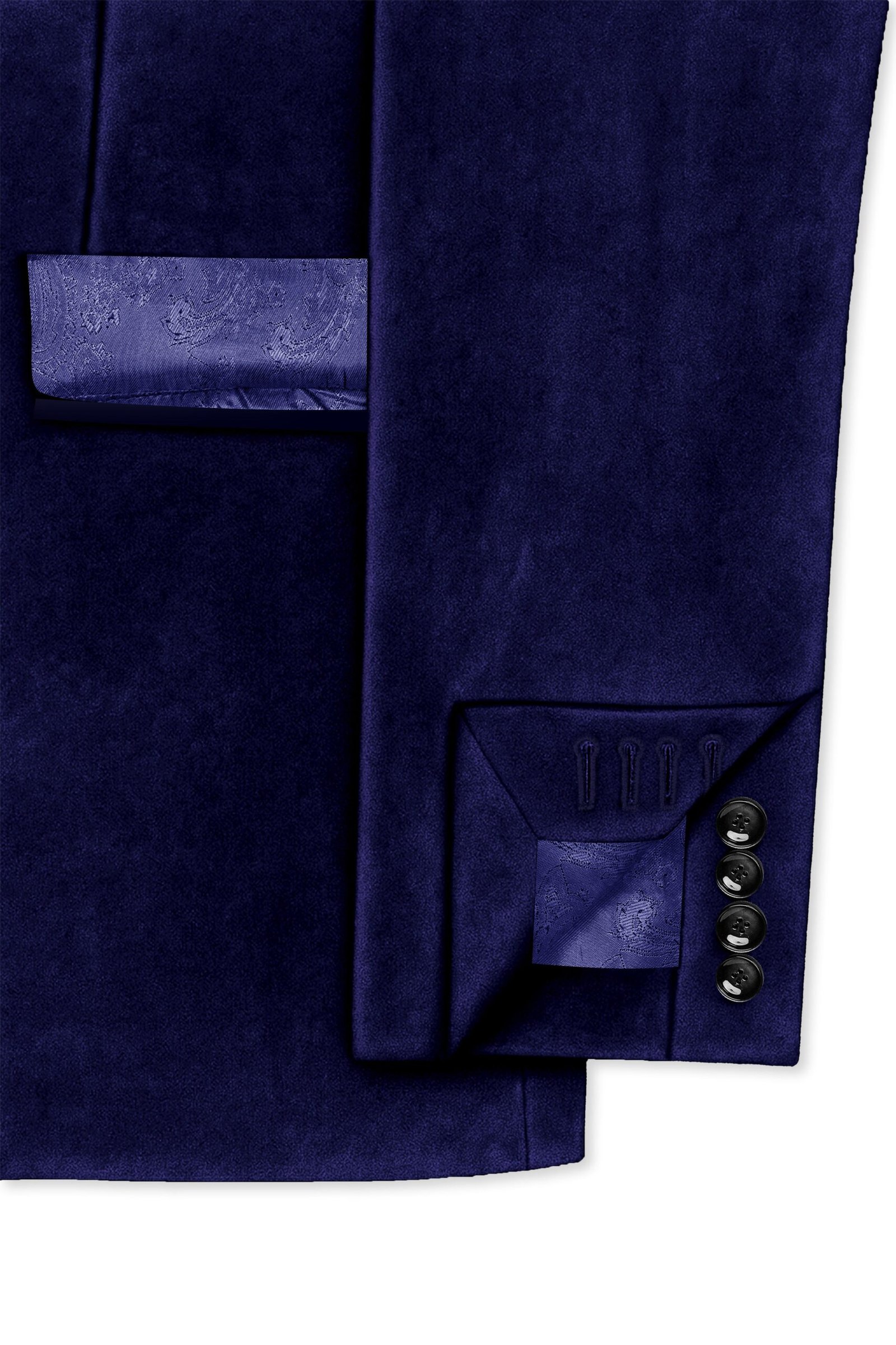 Azurion-Royal Blue With Blue Lepal Velvet Peak Lapel Tuxedo Suit:圖片 7