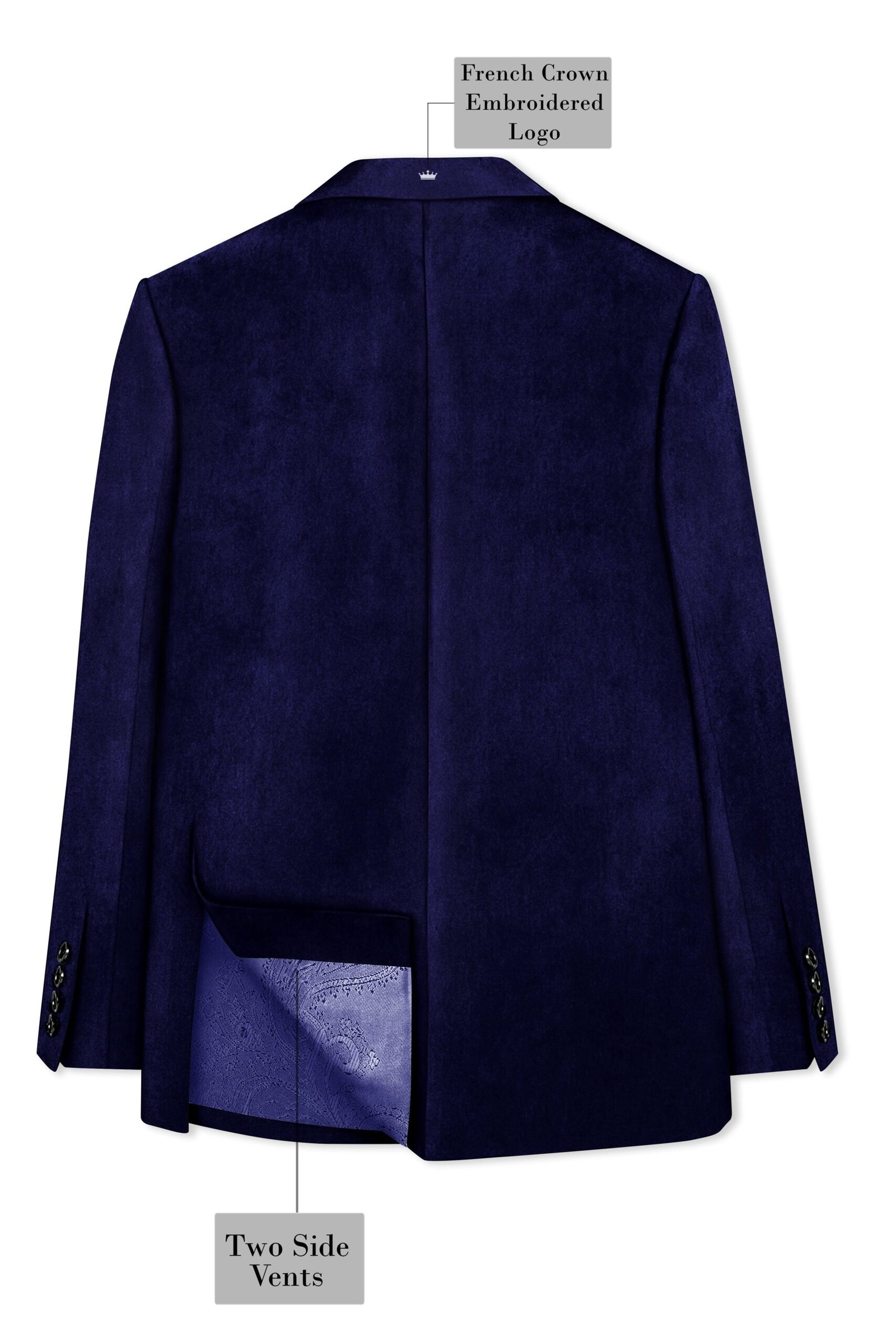 Azurion-Royal Blue With Blue Lepal Velvet Peak Lapel Tuxedo Suit:圖片 9