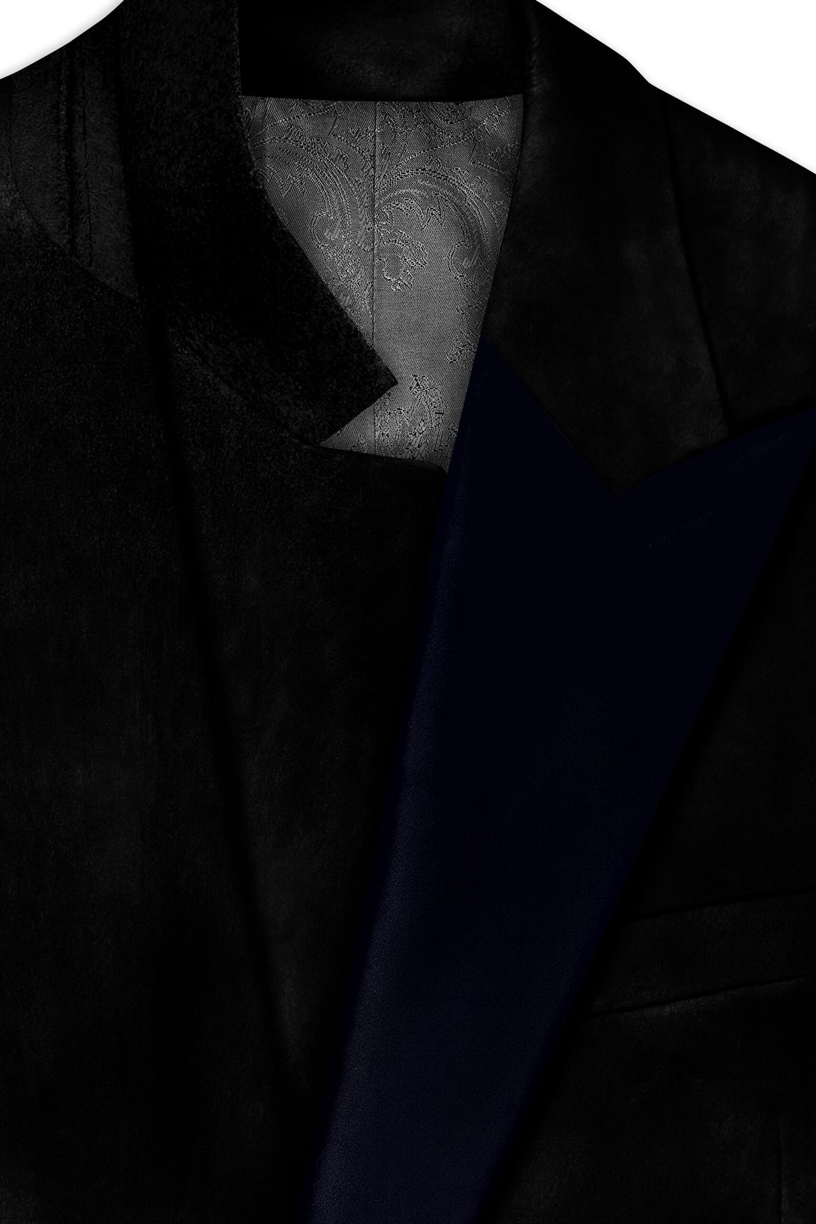 Jadevel-Jade Black With Blue Lepal Velvet Peak Lapel Tuxedo Suit:圖片 5