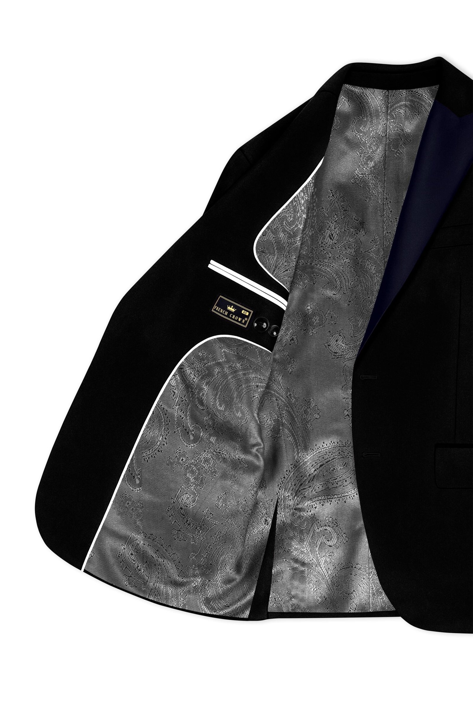 Jadevel-Jade Black With Blue Lepal Velvet Peak Lapel Tuxedo Suit:圖片 6